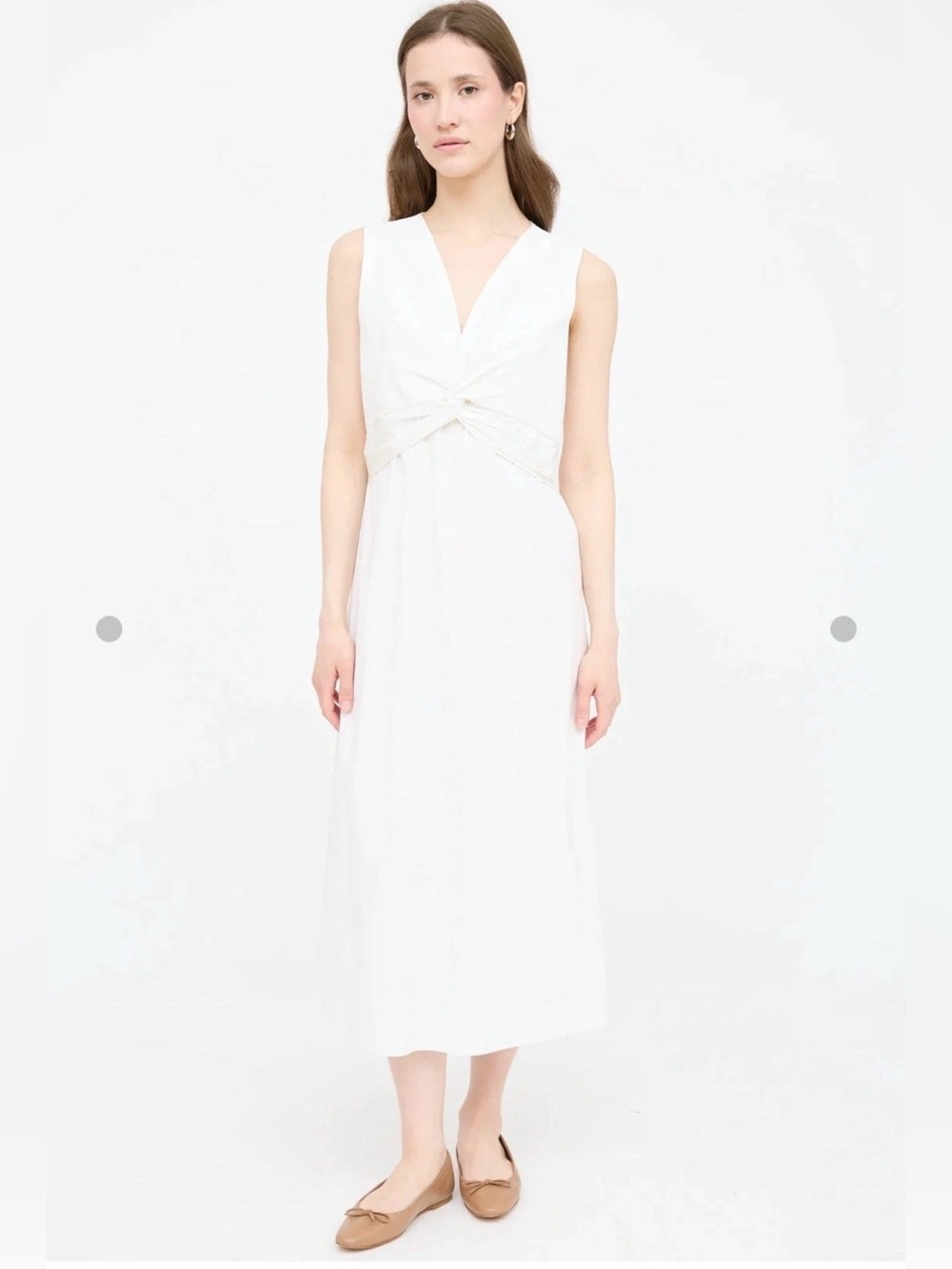 The Row White Poplin Knotted Sleeveless Midi Dress size 6 white